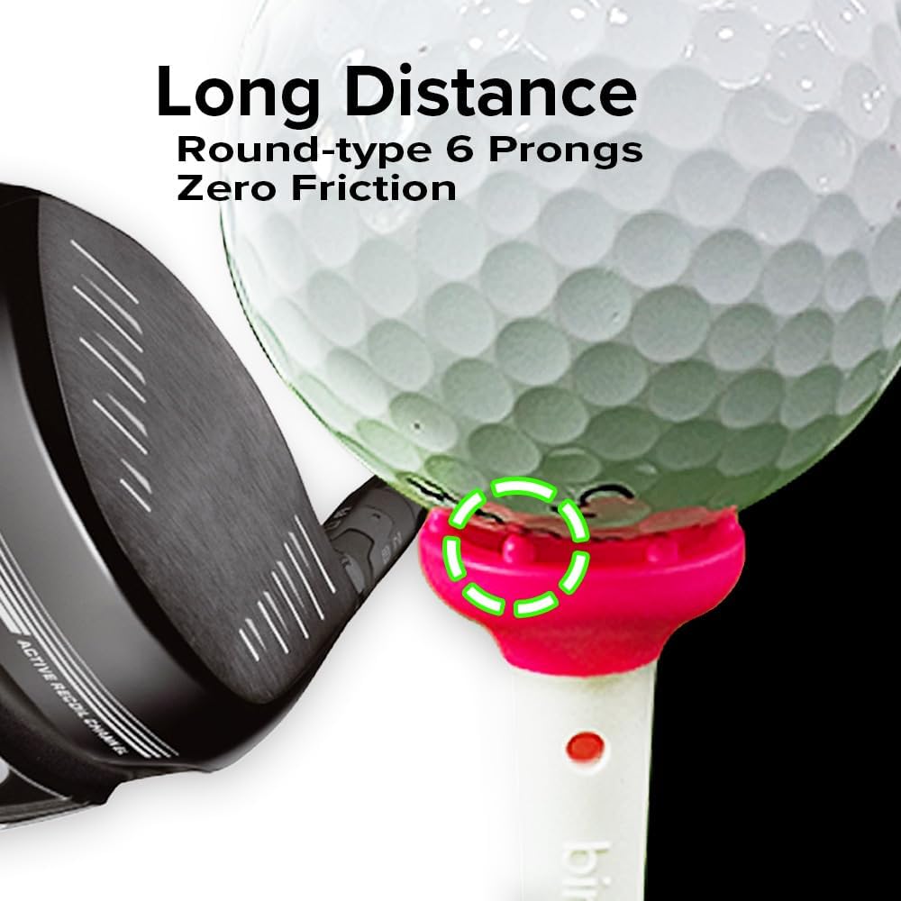 Big Easy Golf Tee Set – Magnetic Tee Keeper, 3.25" Tees with Height Adjust, Direction Guide, 6-Prong Low-Friction Head, Silicone Stopper – (15 pcs/1pack or 30pcs/1Pack), 3-Bright Colors