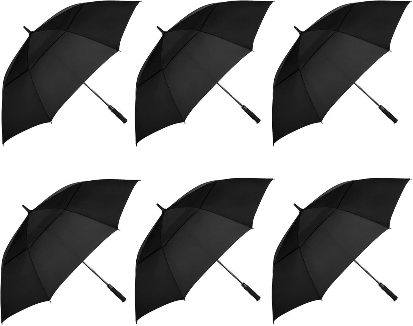 MRTLLOA 6 Pack Golf Umbrella 62/68 Inch Large Oversize Double Canopy Vented Automatic Open Stick Umbrellas for Men & Women