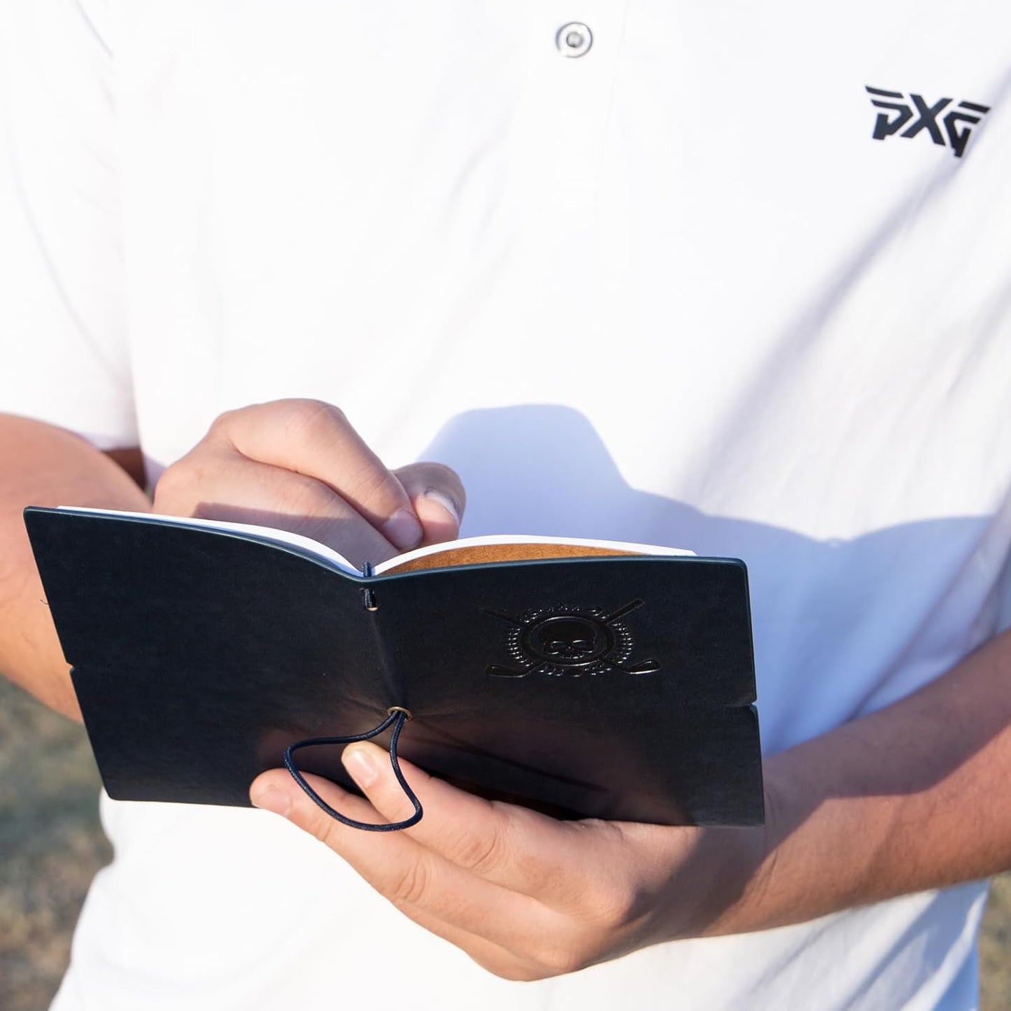 Golf Scorecard Book Leather Golf Yardage Book with Pencil Golf Score Book Golf Gift for Men&Women Sports and Outdoor Golf Club Accessories,Navy Blue