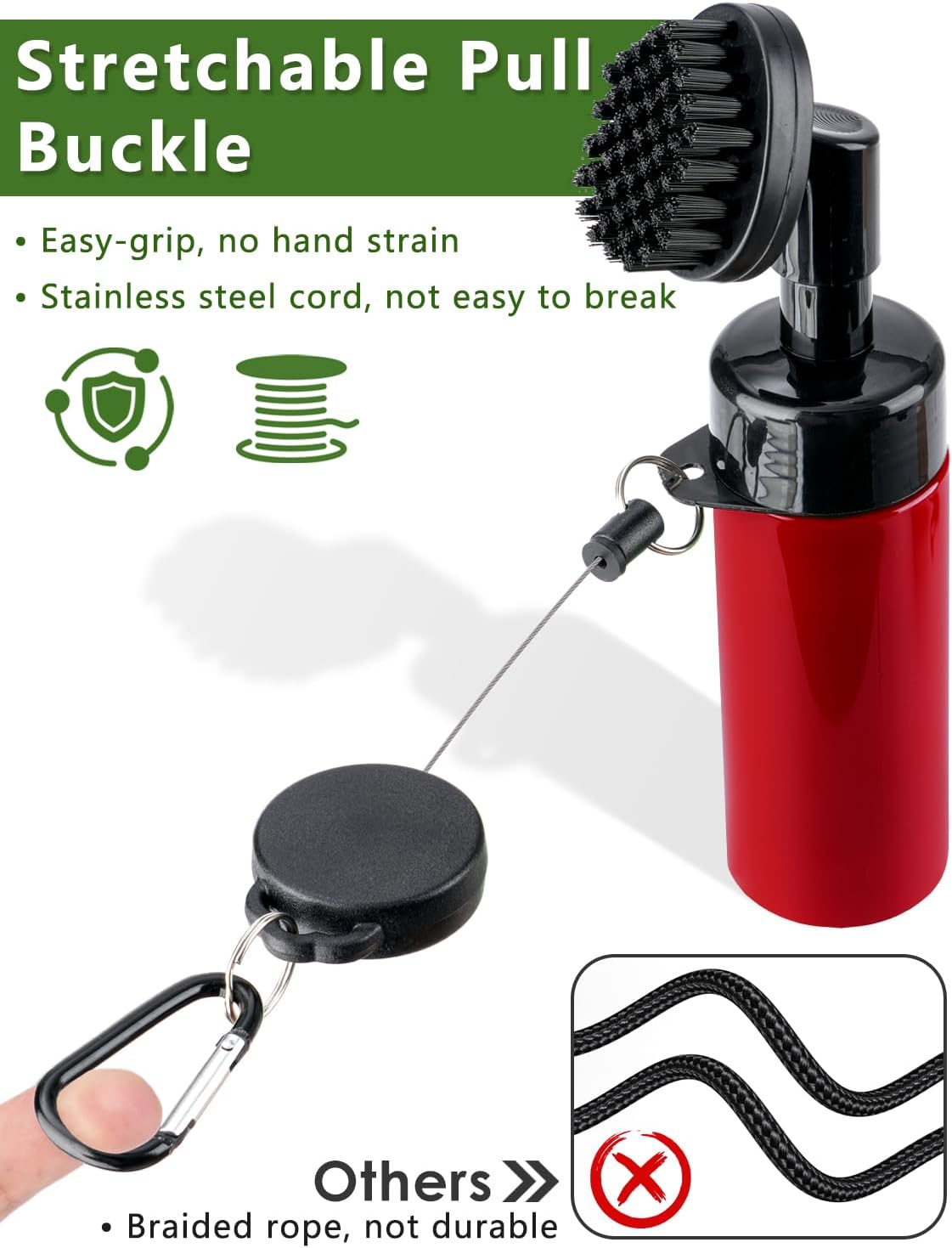 Oasser Golf Club Cleaner Golf Club Brush with Retractable Clip and Squeeze Water Bottle 10.5 Inches Holds 5 Oz of Water, Golf Accessories for Men Women, Essentials Golf Gifts for Men, Red