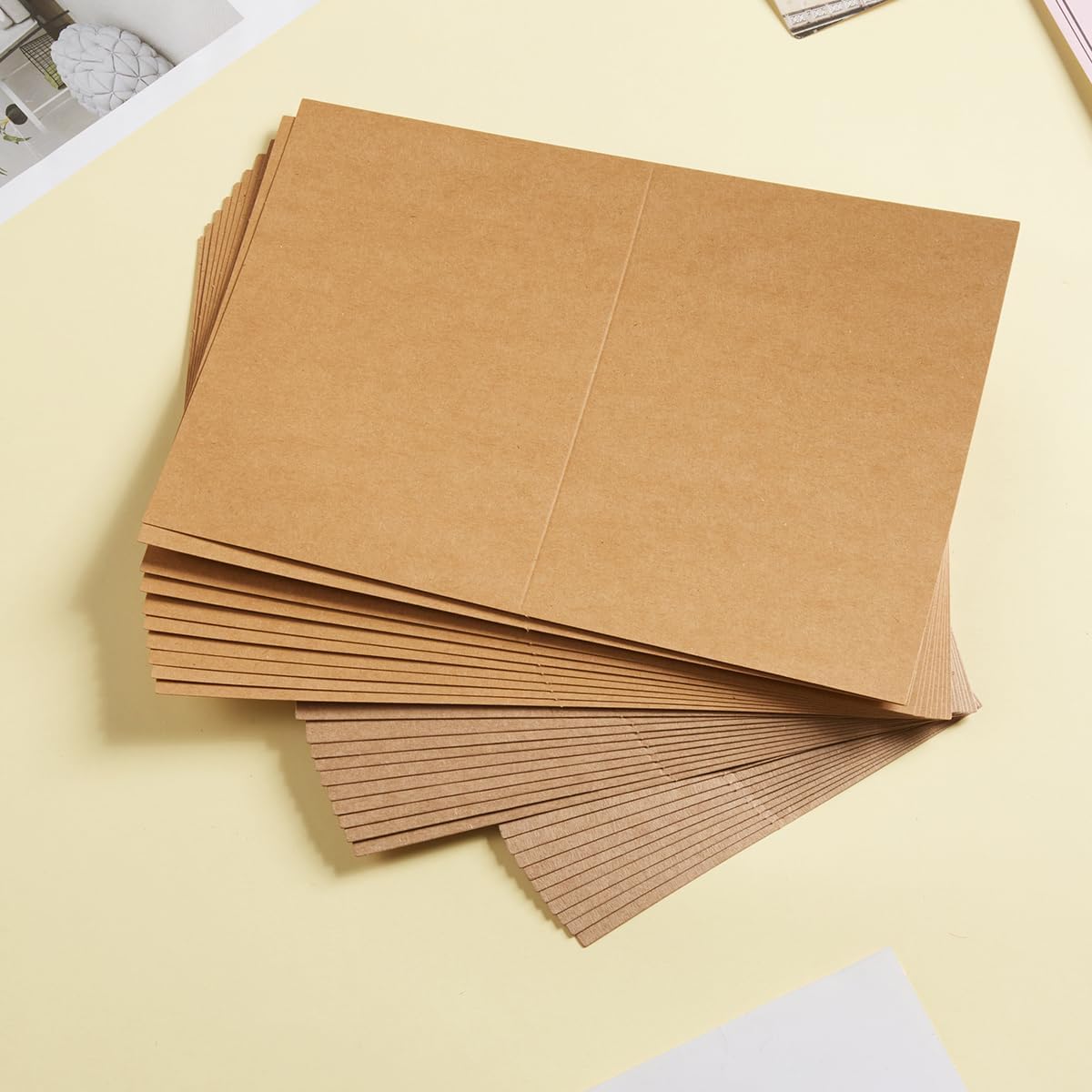 50 Pack Blank Cards Folded Cardstock Thank You Blank Greeting Cards for Invitations, Wedding, Greeting Cards, All Occasion DIY (Brown, 5x7)