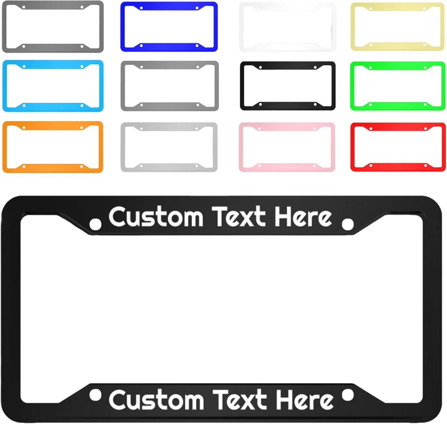 Personalized License Plate Frame, Custom License Plate Frames with Text Photo Logo，Customized Car Tag Frames for Women Men with Screw Caps,12"x6"