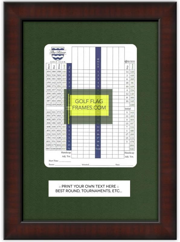 9x13 Brown Golf Scorecard Frame, Moulding brn-002, NEW Fairway Green Mat (holds approx. 6"x8" vertical card; card not included