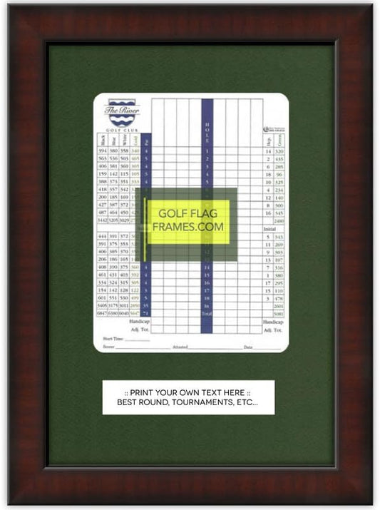 9x13 Brown Golf Scorecard Frame, Moulding brn-002, NEW Fairway Green Mat (holds approx. 6"x8" vertical card; card not included