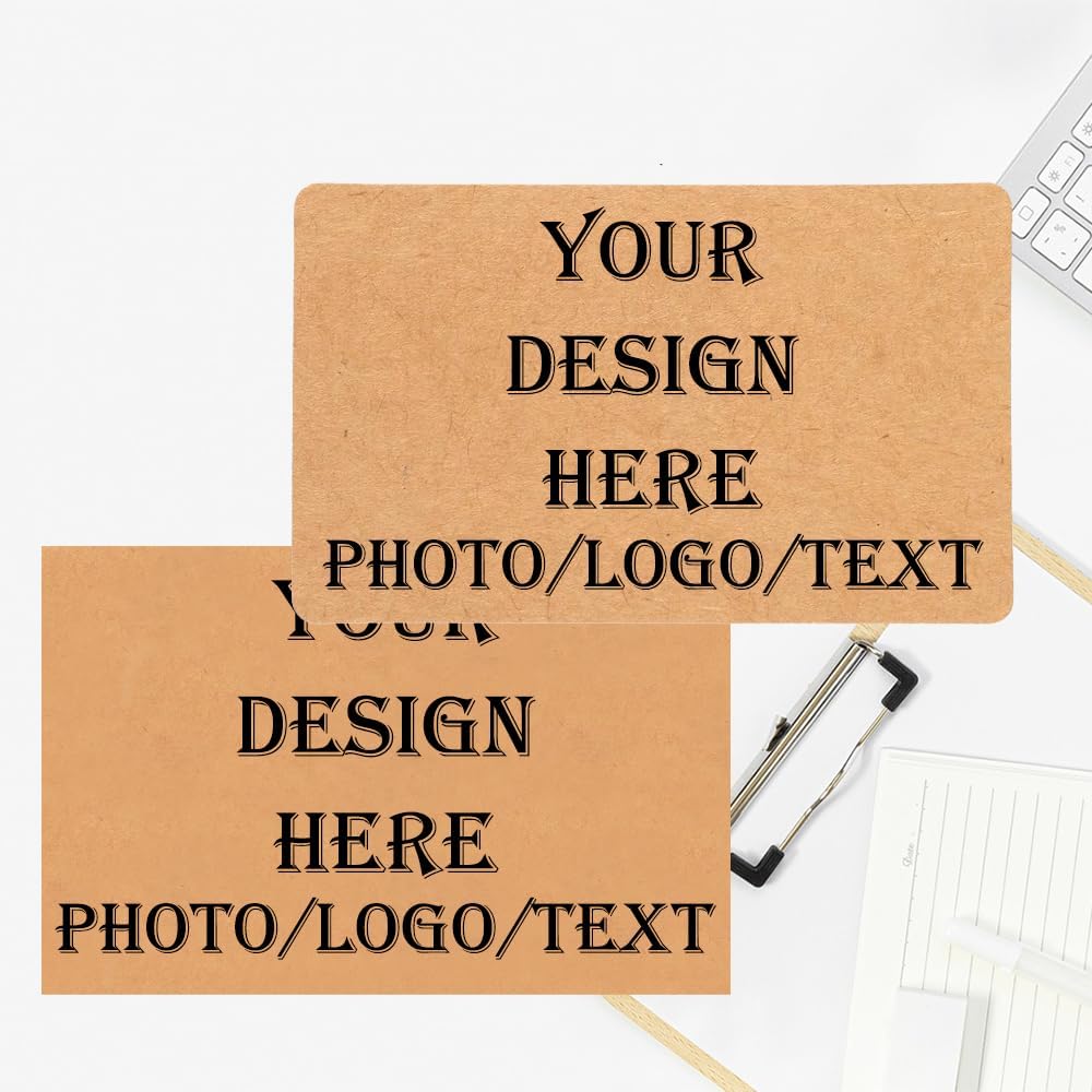 Custom Kraft Paper Business Cards with Your Logo Personalized Kraft Cards Add Photo/Text/Logo Print Your Own Business Cards On Front and Back Sides-100pcs