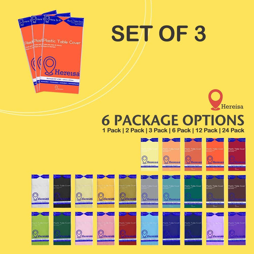 Brand Round Orange Plastic 84" Disposable Tablecloth (3 Pack), Party & Event Decorative Cover