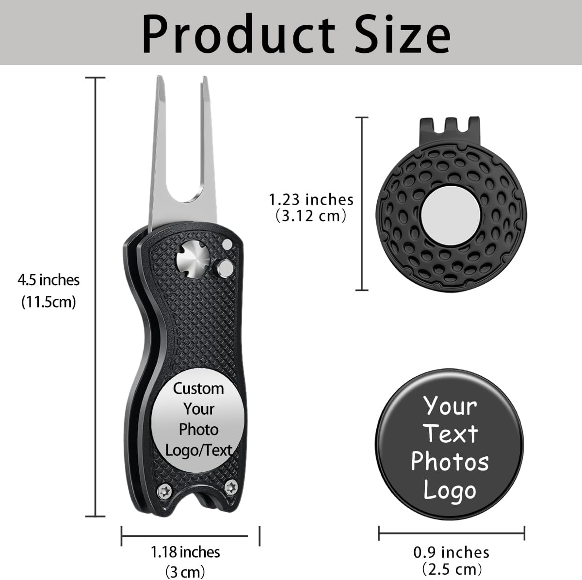 Custom Golf Ball Markers & Golf Divot Tool Gift Set, Personalized Magnetic Ball Marker Hat Clips, Golf Divot Repair Tool, Premium Golf Gifts for Golfers