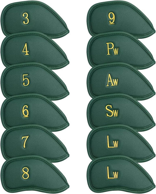 CRAFTSMAN GOLF 12pcs or 1pc Thick Synthetic Leather Golf Iron Head Covers Set Headcover Fit All Brands Callaway Ping Taylormade Cobra Etc. Also Custom Name