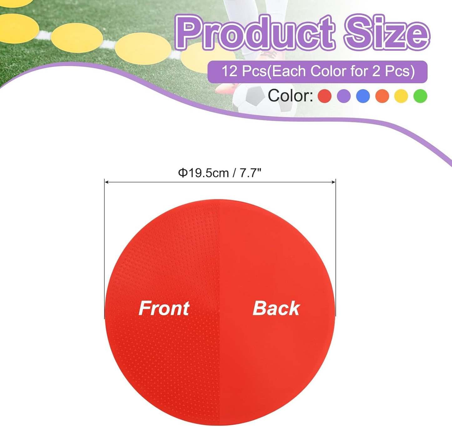 PATIKIL Spot Markers, Non-Slip Floor Dots Agility Markers Flat Field Cone Poly Dot