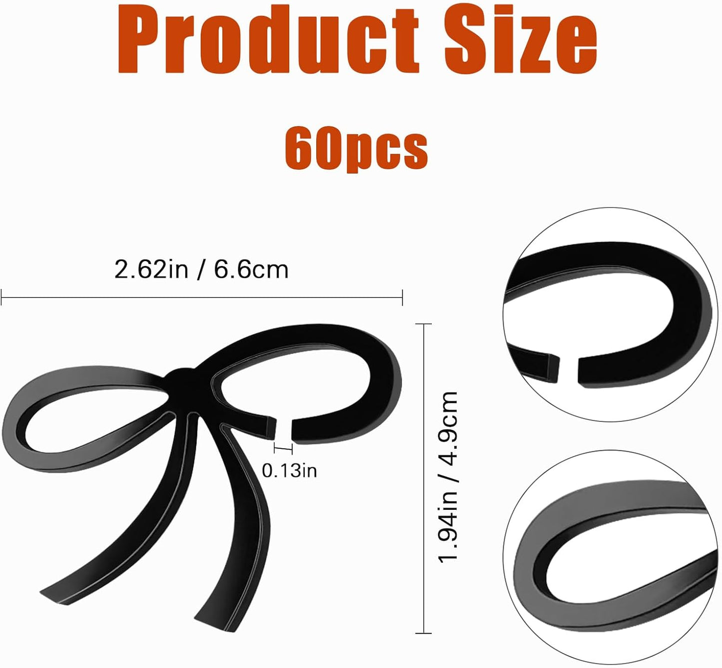 60 Pcs Acrylic Bowknot Wine Glass Charms,Black Coquette Drink Markers Decorative Tags for Bachelorette,Wedding,Birthday & Engagement Parties Coquette Themed Party Decor Accessories