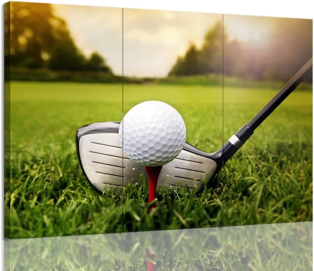 Golf Wall Art Golf Decor for Living Room Bedroom Wall Decorations Golf Artwork Golf Ball Picture Poster Print on Canvas Modern Artwork Framed Ready to Hang(20''W x 40''H x3)