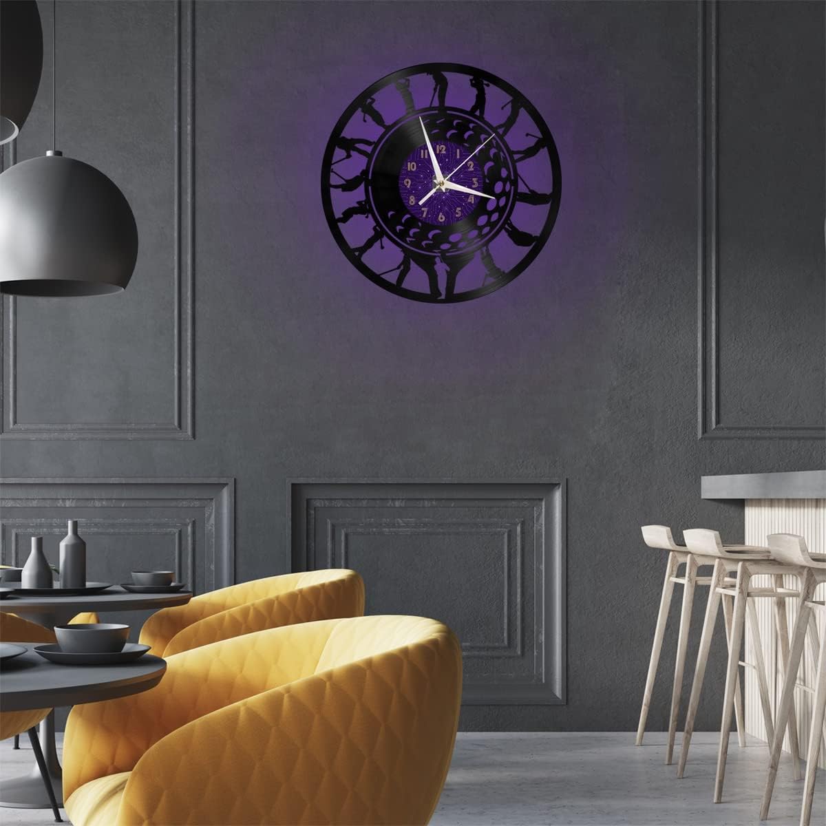 Generic Golf 2 Decoration Vinyl Wall Clock, Vinyl Record Clock Wall Art Silent & Non-Ticking(12 inchs P-LED), Purple
