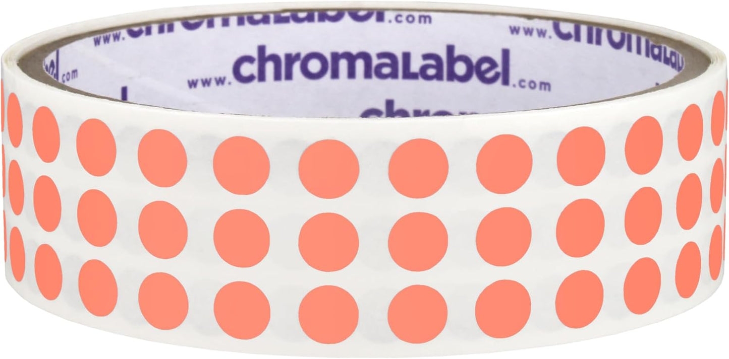 ChromaLabel 0.25 Inch Round Label Permanent Color Code Dot Stickers, 1000 Labels per Roll, Salmon