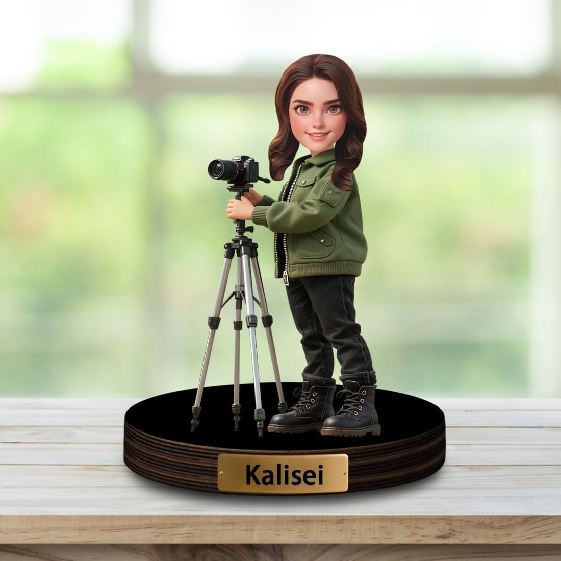 Personalized Cartoon Photographer Sculpture Ornament Sign Custom Funny Photo Figurine Desk Decor Plaque Photographer Face Office Decor Plaque Gift for Women Birthday Xmas Anniversary