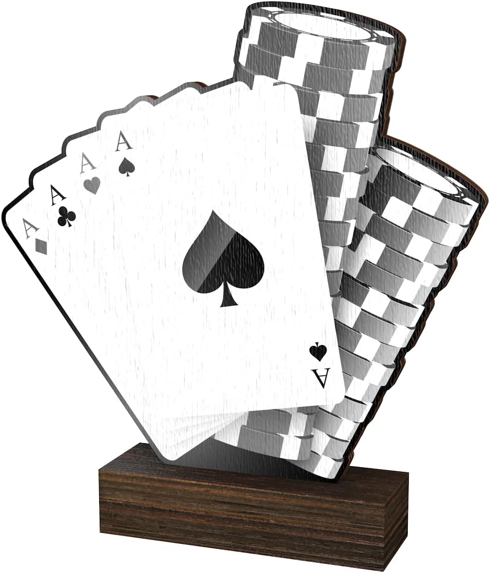 Trophy Monster' Cards Poker 5/16 Thick Wood Sculpture Trophy Awards ECO Friendly | Free Engraving and Delivery | 5 Sizes 4 Colors, Multicolor, 5 1/4 inches -8 1/2 inches