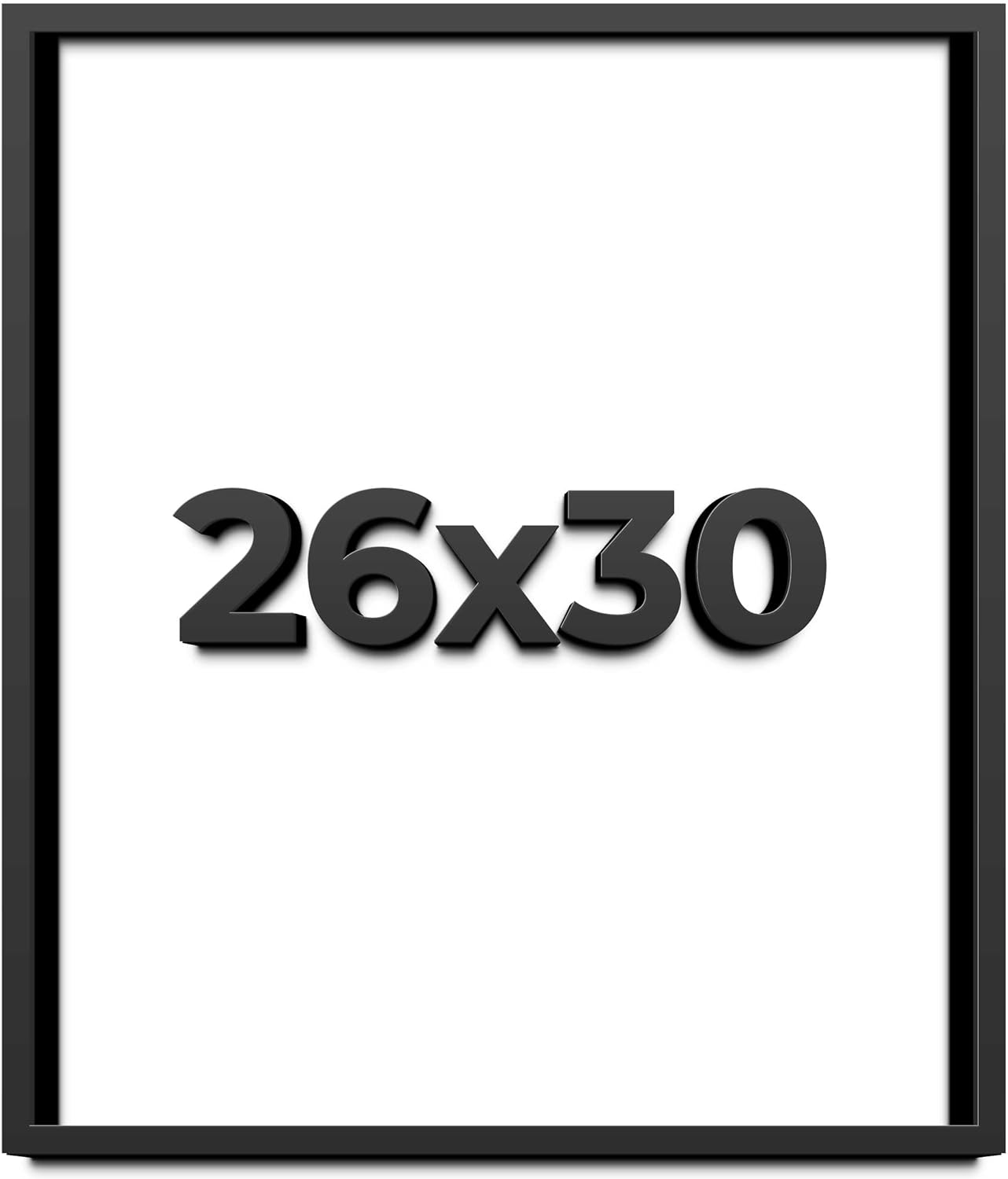 26x30 Shadow Box Black Solid Wood Display Frame with White Acid-Free Backing UV Acrylic & Hanging Hardware - with 3/4" Usable Depth