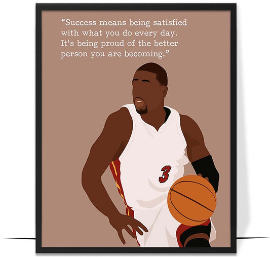LOLUIS Motivational Basketball Superstar Hand-Drawn Artwork Sport Quote Wall Art Decorations (Unframed 8"x10", Basketball Player 11)