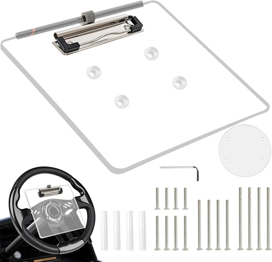 MOSNAI Golf Cart Steering Wheel Scorecard Holder with Pencil Holder & Clip Fit for Club Car DS & Precedent EZGO TXT & RXV Yamaha Golf Carts