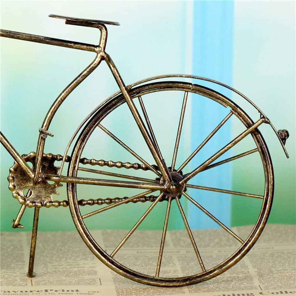 Vintage Table Bike Clock Desk Clock Desktop Metal Clock for Office Bedroom Silent Quartz Decor