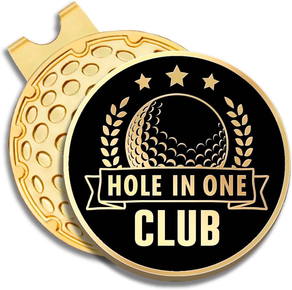 Hole in One Club Black Gold Golf Ball Marker with Magnetic Hat Clip, Golf Accessories for Men Women, Golf Gifts for Men Women Golfer, Birthday Retirement Gifts for Golf Lover Golf Fan?B?