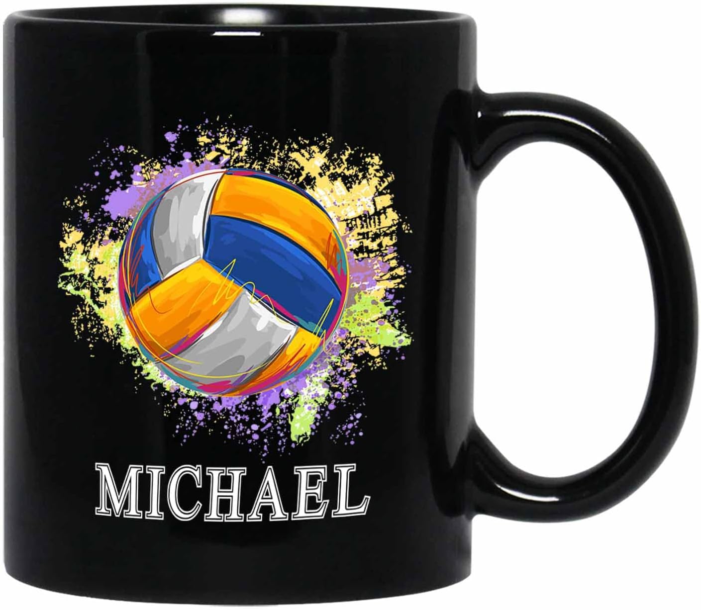 Personalized Black Coffee Mugs With Choose Name, Custom Volleyball Travel Mug Gifts For Team Coach, Volleyball Lovers - 11 Oz, 15 Oz Pride Mug
