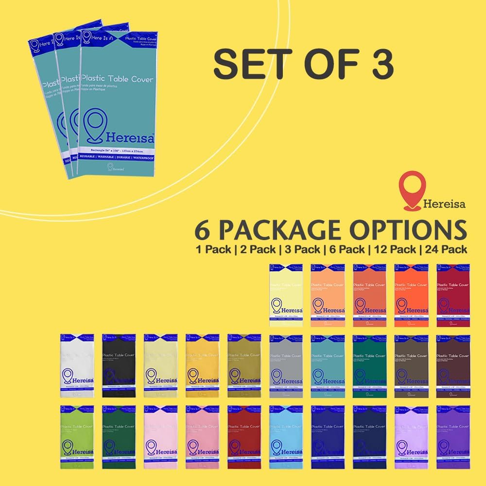 Brand Round Aqua Plastic 84" Disposable Tablecloth (3 Pack), Party & Event Decorative Cover