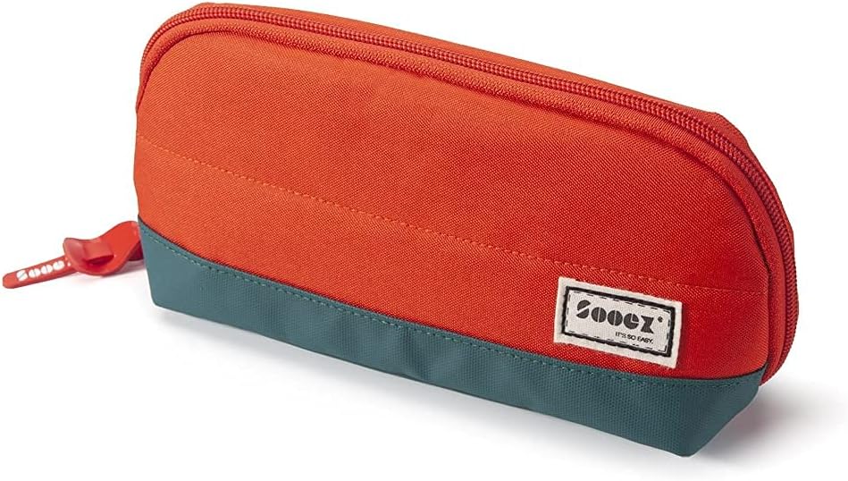Sooez Wide-Opening Pencil Pen Case, Lightweight & Spacious Pencil Pouch Zipper Stationery Bag, Aesthetic Supply with Triangular Design for Adults, Orange