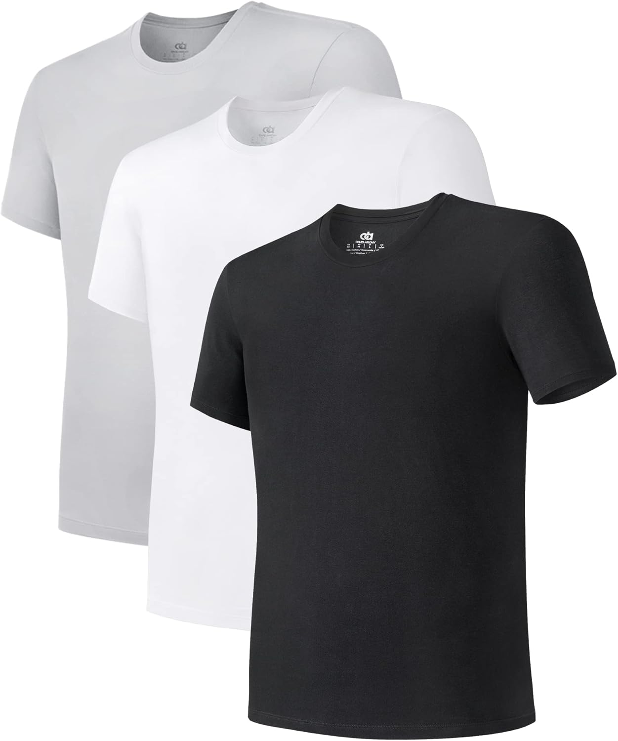 DAVID ARCHY Men's Undershirt Bamboo Rayon Moisture-Wicking Crewneck T-Shirts Stretch Tees for Men, 3 or 5 Pack