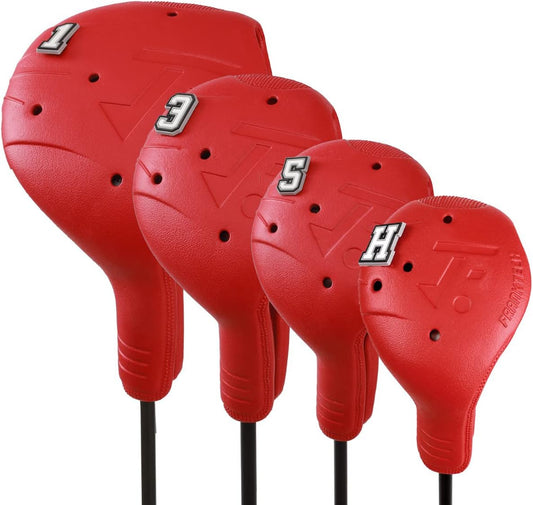 Golf Head Covers, EVA Plastic Golf Club Covers for Driver Fairway Woods Hybrid, Driver Headcover with Pins, Fit All Right-Handed Golf Clubs, Easy On Off, Washable