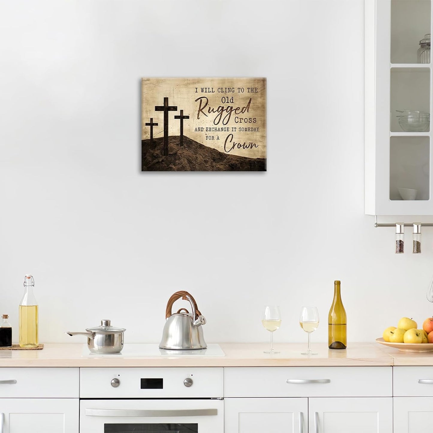 Christian Wall Art, Cross Pictures Wall Decor Religious Canvas Prints Framed Artwork Paintings Poster Home Office Decorations For Bathroom Bedroom Living Room Kitchen 24l X 16w