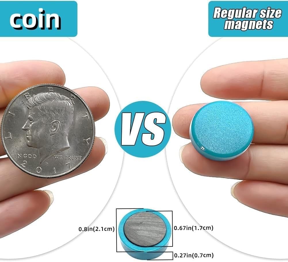 Qualsen Refrigerator Magnets - 30pcs Strong Mini Magnets for Fridge, Whiteboard, Locker & Kitchen - Sky Blue