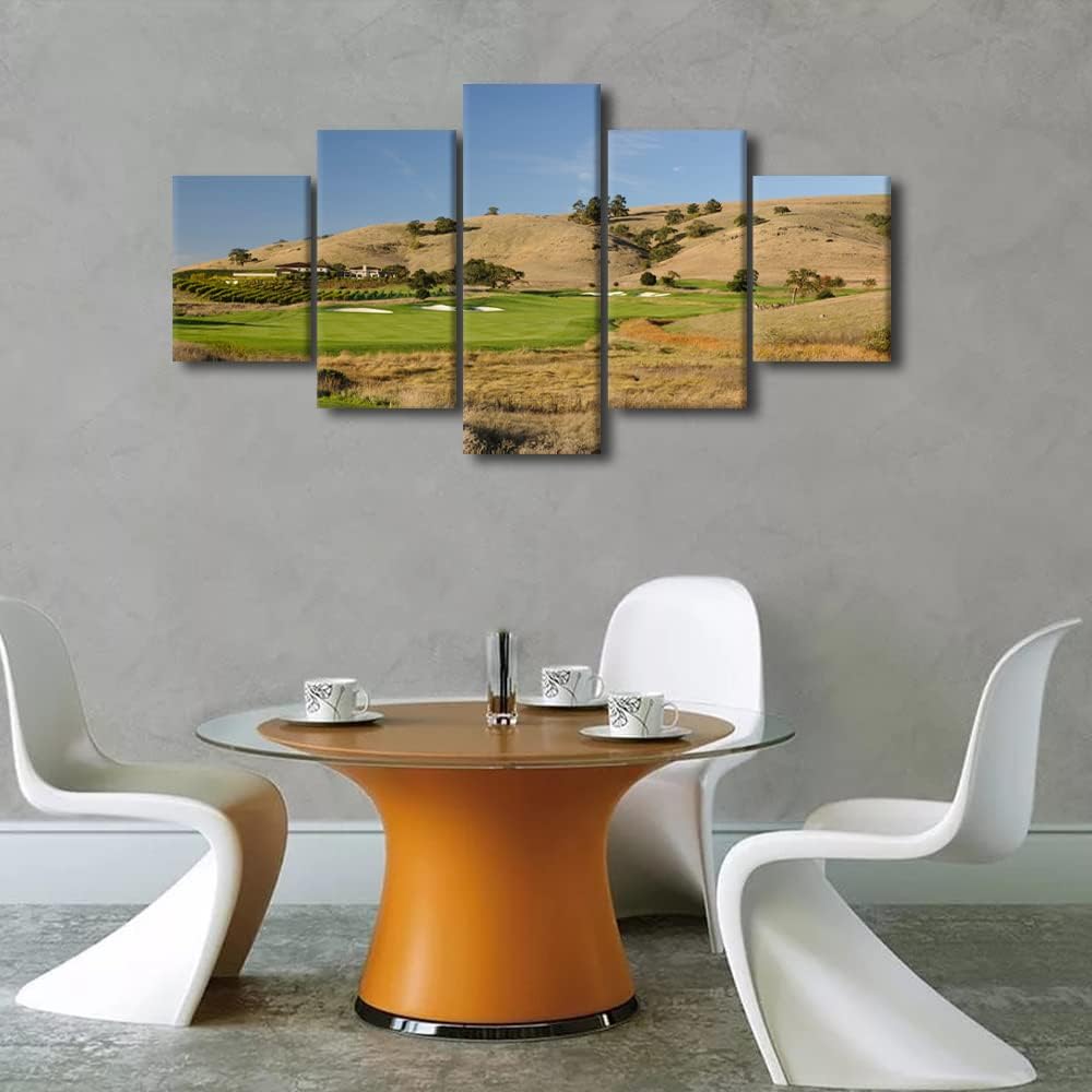 5 Pieces Golf Course Picture Wall Art CordeValle Golf Course Painting Prints Artwork USA Modern Home Decor Canvas Wall Art for Home and Office Wooden Decoration Framed Ready to Hang - 60" W x 32" H