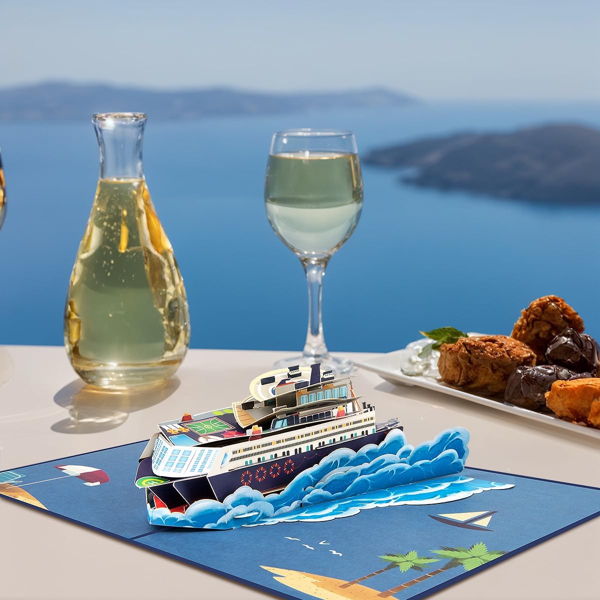 Cruise Ship Father's Day Card, Pop Up Birthday Card, Happy Anniversary Card, Pop Up Greeting Card for All Occasion with Envelope.