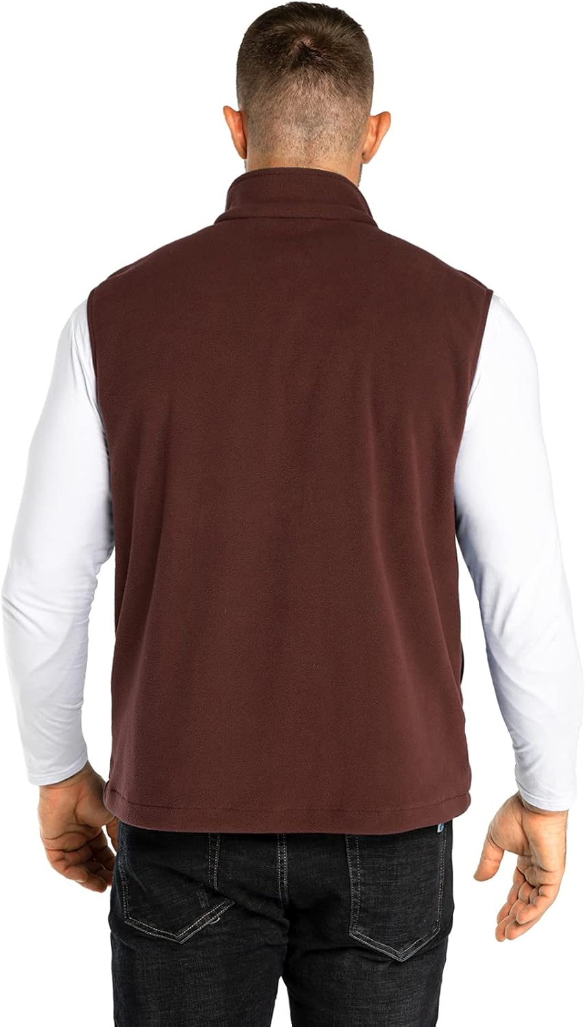 33,000ft Men's Fleece Vest, Lightweight Warm Zip Up Polar Vests Outerwear with Zipper Pockets, Sleeveless Jacket for Winter