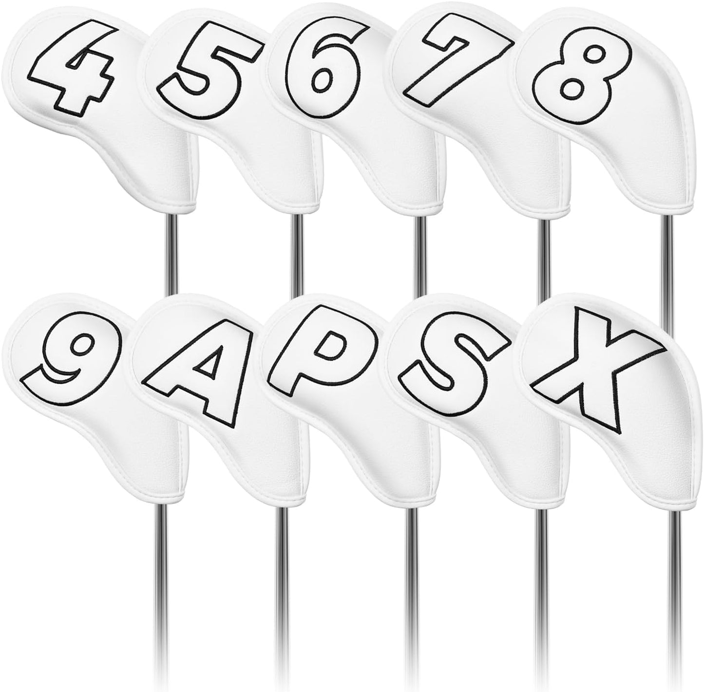 Craftsman Golf 10pcs Red No. on Both Sides Magnetic Closure Classic Black Leather Iron Headcover Covers Set Travel Cases Protector Available Custom with Name