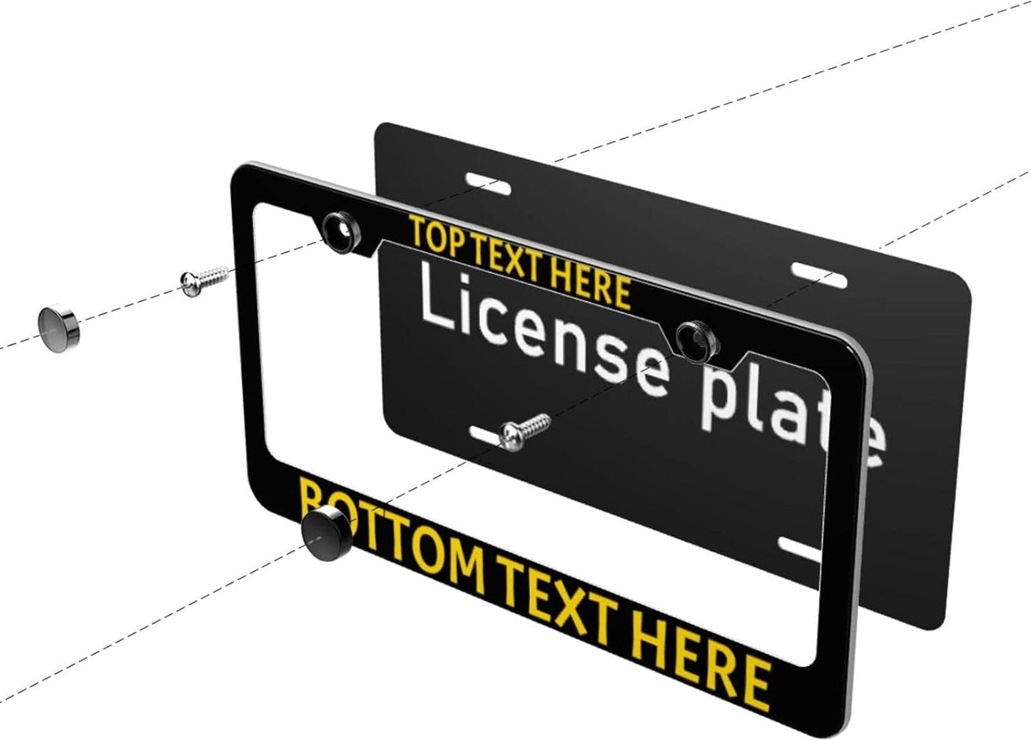 2 Pack Custom Personalized License Plate Frame Customized Car Tag Frames for Women Men with Screw Caps,12"x6",2 Holes