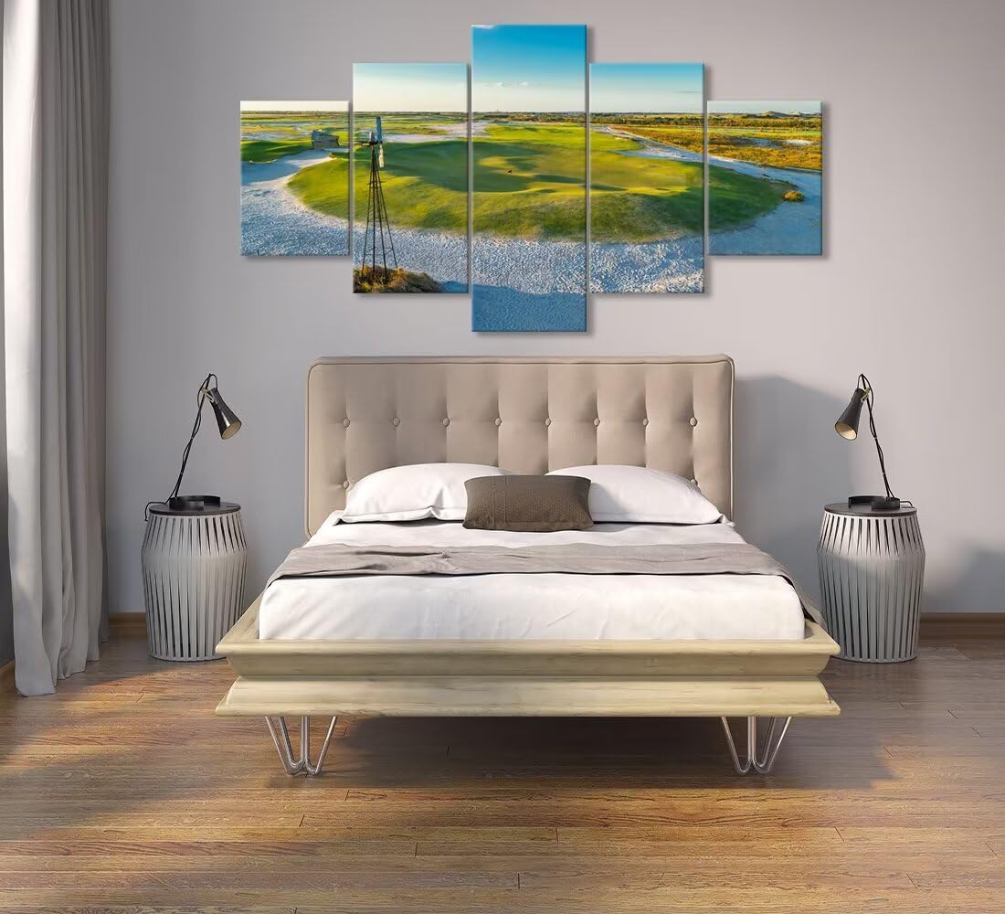 Streamsong Black Course 9th Hole Wall Art for Living Room Bedroom Bathroom Home Decorations Golf Course Pictures Posters Framed Artwork Canvas Prints Ready to Hang(60''W x 32''H)