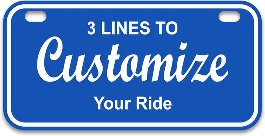 Custom Mini License Plate – 4 Sizes – Thick .040 Aluminum – Decorative Bike Name Plates for Kids, Bicycle, Power Wheels, Golf Cart – Over 20 Colors – Fun Novelty Tag & Number Plate