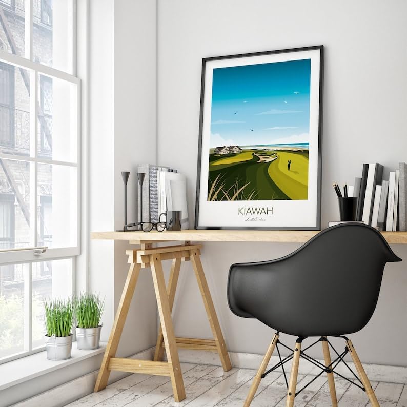Kiawah Island Golf Print - Ocean Course Clubhouse - US PGA Championship; Kiawah Golf Poster; Kiawah Island Print; South Carolina Golf; Vintage Golf Artwork (Unframed) (9x11)
