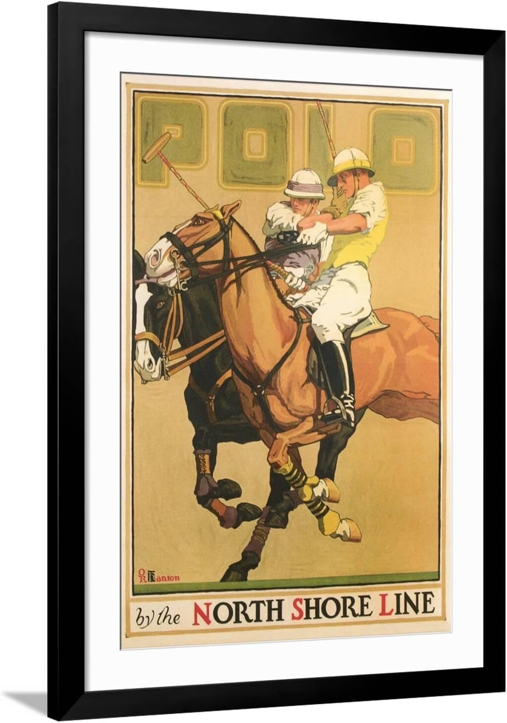 ART.COM Wall Art Print Polo Poster on Black Frame, 32" x 44"