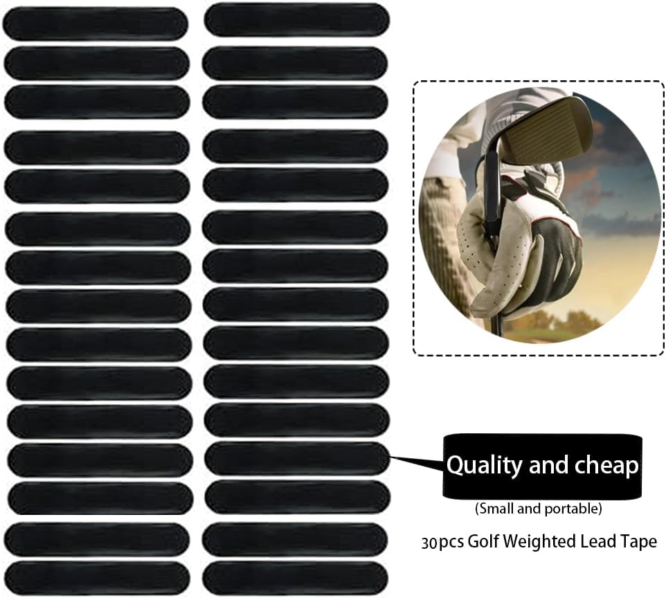 Golf Lead Tape Pickleball Lead Tape Adhesive Lead Sheet 30pcs 2.0×0.4in 3g,Golf Training Accessories|for Golf Iron Woods Putter or Tennis Racket Badminton Racket Weight Adjustment