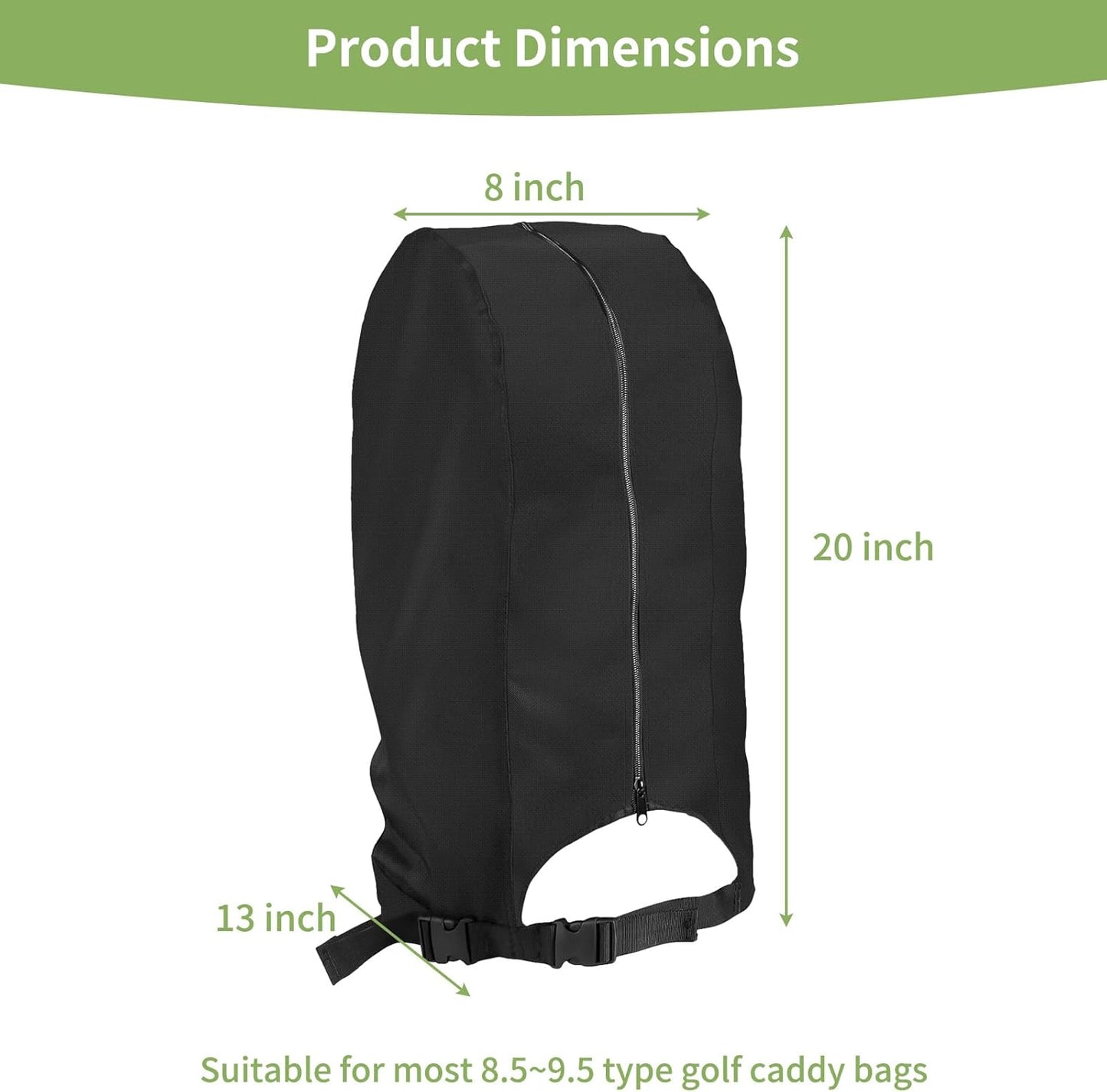 Golf Bag Rain Cover Waterproof Golf Bag Hood Cover Gifts for Any Golfer,Beginner,Men and Women 13" L x 8" W x 20" H Black