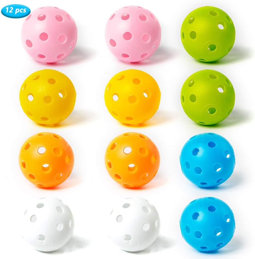 THIODOON Practice Golf Balls Limited Flight Golf Balls 40mm Hollow Plastic Golf Training Balls Colored Airflow Golf Balls for Swing Practice Driving Range Home Use Indoor