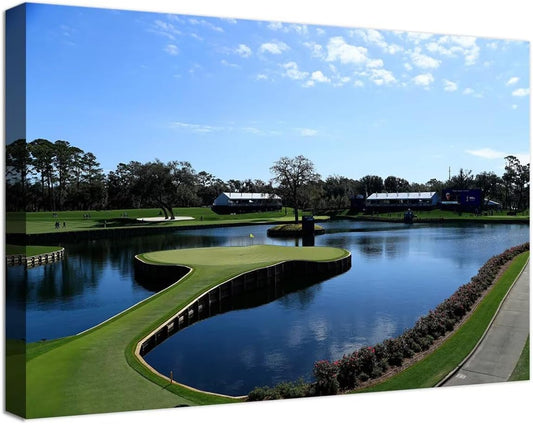 TPC Sawgrass Golf Course Wall Art for Living Room Bedroom Office Wall Decor - USA Golf Course Picture Poster Framed Artwork Canvas Prints Golf Art Ready to Hang(28''H x 44''W)