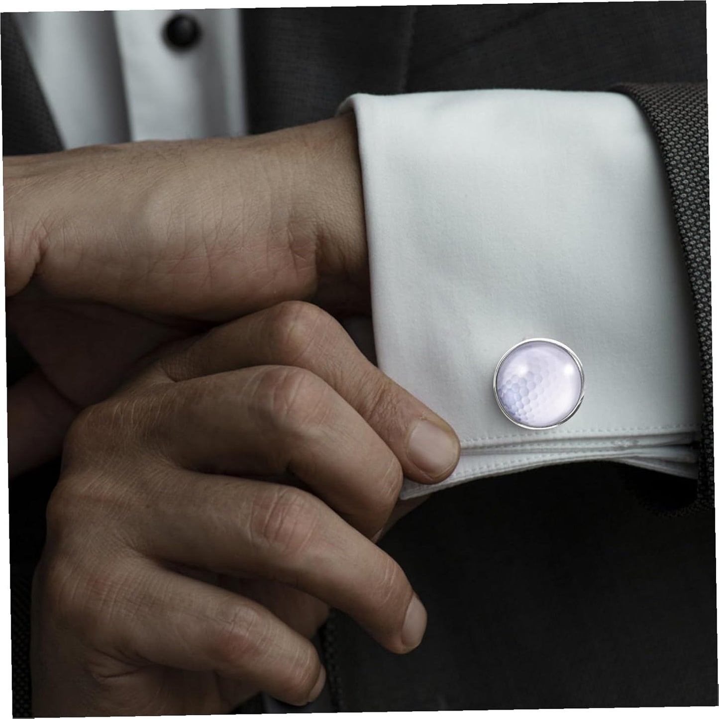 Golf Cufflinks for Men Silver Metal and Crystal Glass Wedding Groom Suit Accessories Elegant Tuxedo Shirt Cuff Buttons Fashion Jewelry