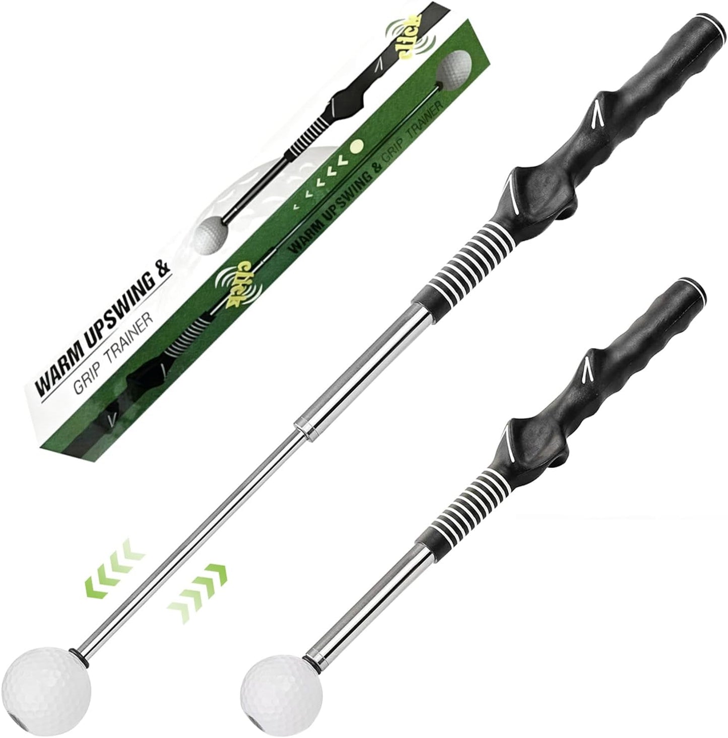 Retractable Golf Swing Training Aid, Portable Golf Grip Trainer & Golf Swing Trainer, Right-Handed Click Stick Golf Trainer for Warm up and Practice Chipping Hitting, Indoor & Outdoor Use