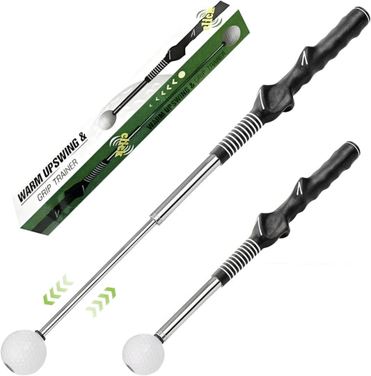 Retractable Golf Swing Training Aid, Portable Golf Grip Trainer & Golf Swing Trainer, Right-Handed Click Stick Golf Trainer for Warm up and Practice Chipping Hitting, Indoor & Outdoor Use
