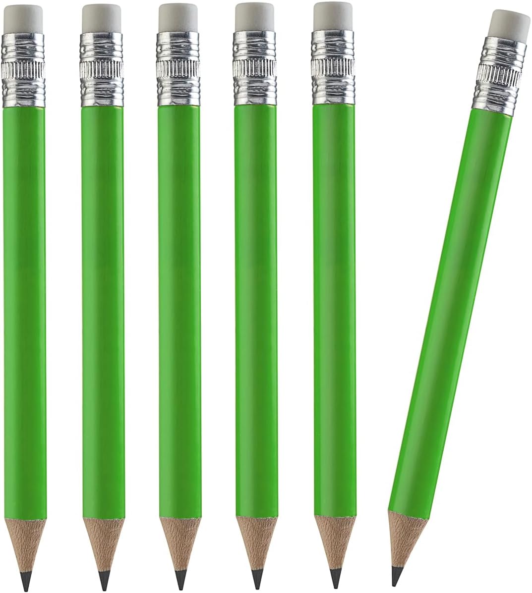TH Golf 100pcs Golf Pencils, 4 Inch Mini Half Pencils with Eraser Sharpened Wood Mini Round for Schools Wedding Toddlers Home Corporate Multiple Colours (Neon Green)