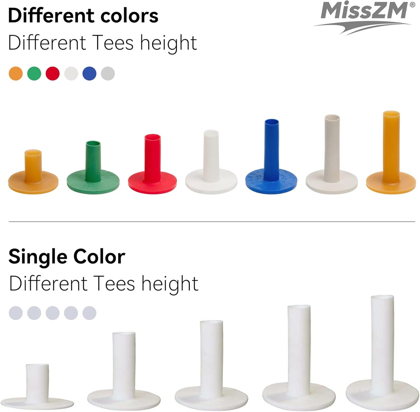 Golf Rubber Tees Practice Training, Driving Putting Chipping Range Mixed Size, Excellent Effect Used with Golf mats and Golf nets, Suitable for Indoor Outdoor Backyard Home Office