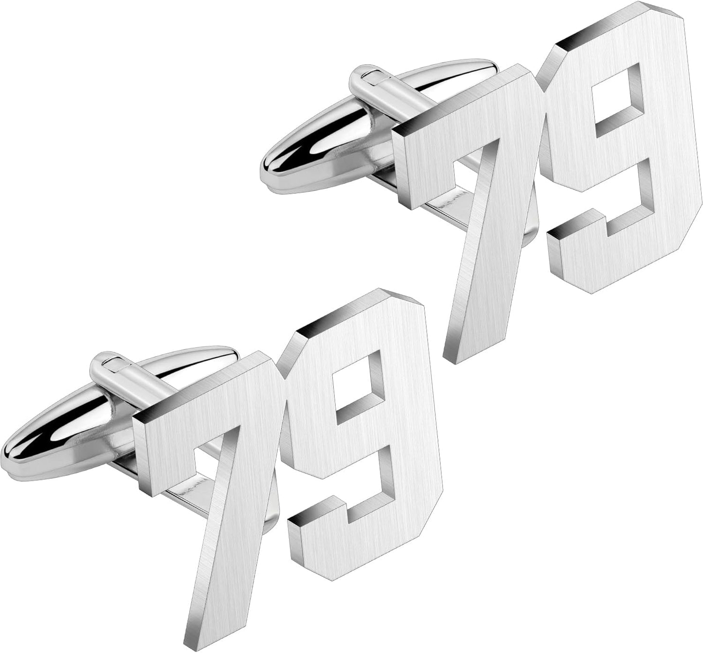 AMITER Mens Cufflinks with Number, Classic Silver Personalized Cuff Links for Men, Sport’s Day Casual or Formal Shirts